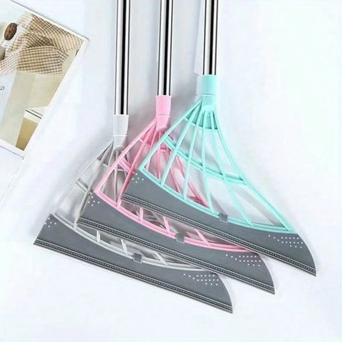 1pc Multifunctional Magic Broom Extended Thickened Edition 112cm/43 Inch Stainless Steel Handle Rubber Strip Silicone Strip Floor Sweeper Car Wiper Lazy Broom Suitable For: Kitchen/Toilet/Living Room