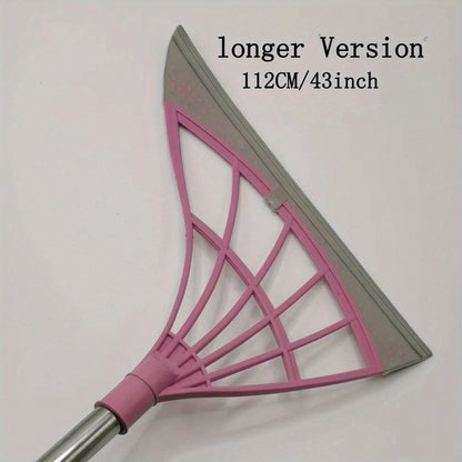 1pc Multifunctional Magic Broom Extended Thickened Edition 112cm/43 Inch Stainless Steel Handle Rubber Strip Silicone Strip Floor Sweeper Car Wiper Lazy Broom Suitable For: Kitchen/Toilet/Living Room