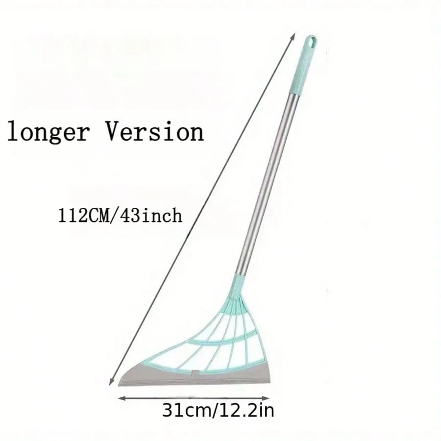 1pc Multifunctional Magic Broom Extended Thickened Edition 112cm/43 Inch Stainless Steel Handle Rubber Strip Silicone Strip Floor Sweeper Car Wiper Lazy Broom Suitable For: Kitchen/Toilet/Living Room