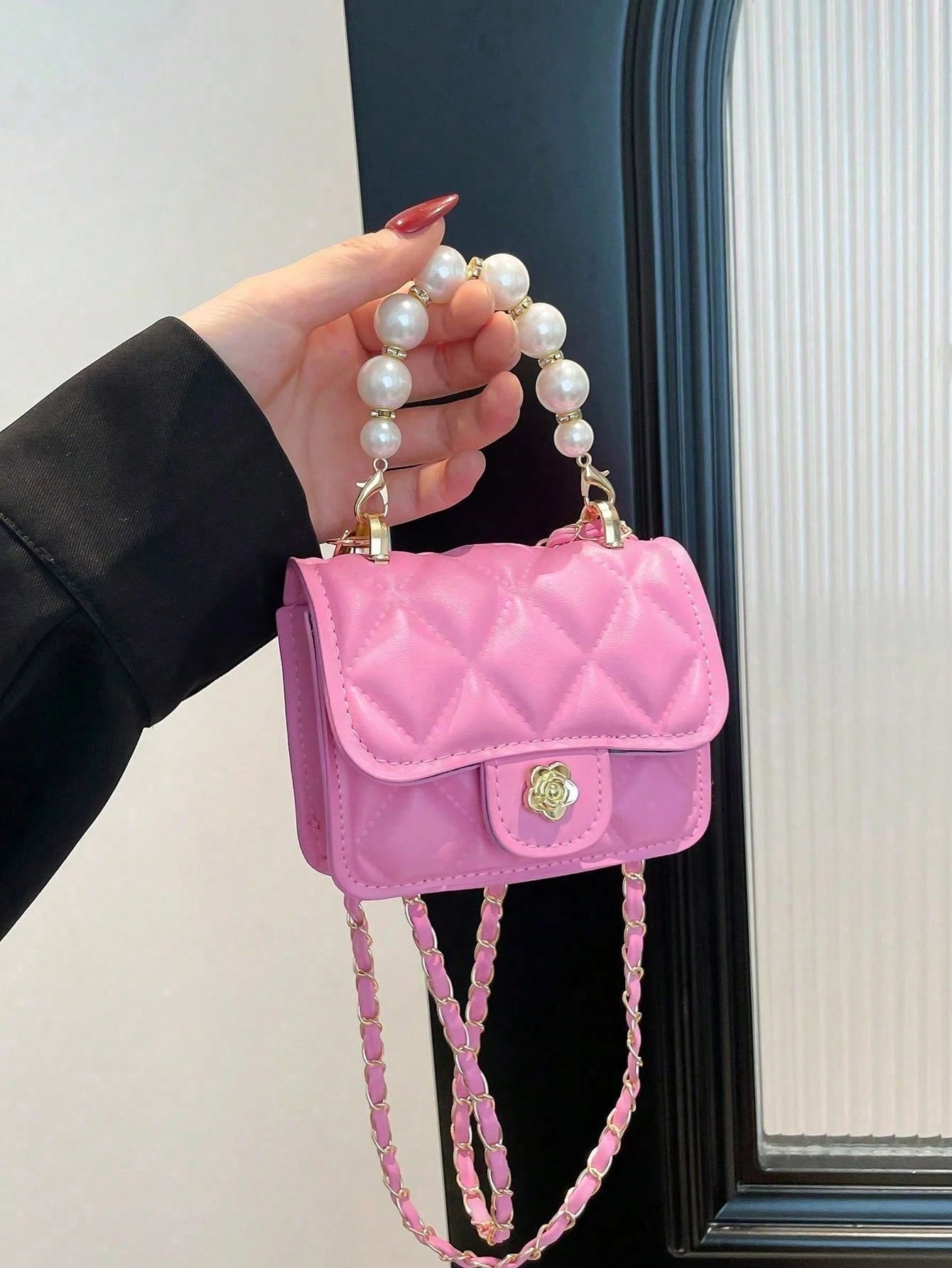 1pc Multifunctional Retro Mini Square Crossbody Bag, Fashion Chain Shoulder Bag, New Style, High-Quality Texture, Diamond Chain, Lipstick Shoulder Messenger Bag, Mini Dopamine Style, Solid Color Handb