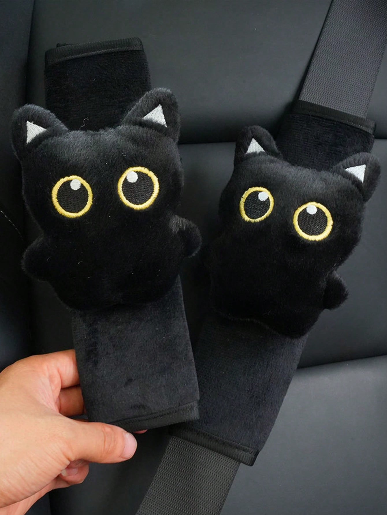 1pc New Black Cat Seatbelt Shoulder Pad- Durable Fabric- Highly Comfortable- Fits Most Age Groups