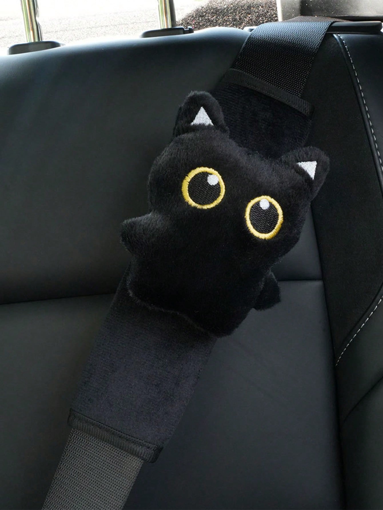 1pc New Black Cat Seatbelt Shoulder Pad- Durable Fabric- Highly Comfortable- Fits Most Age Groups