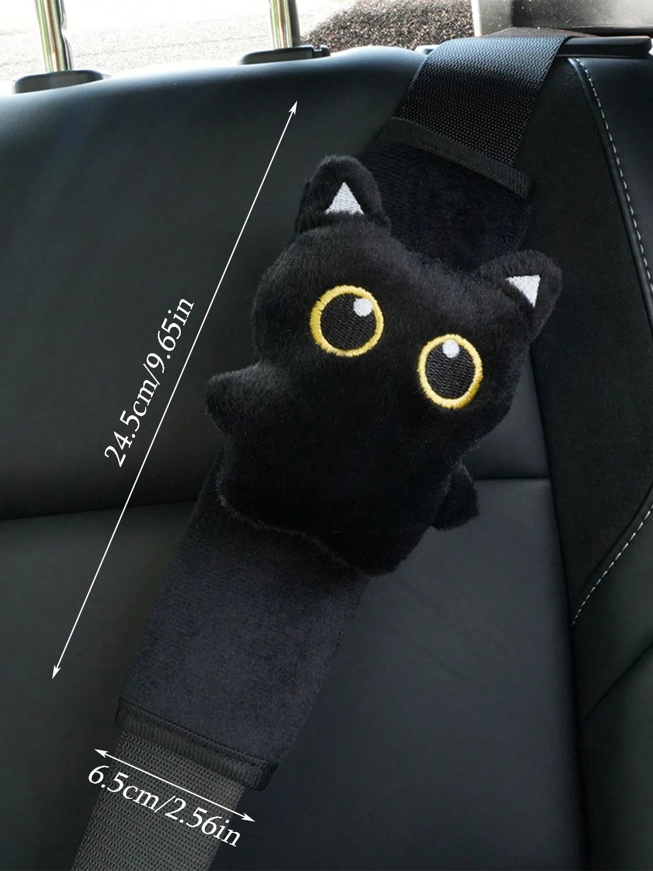 1pc New Black Cat Seatbelt Shoulder Pad- Durable Fabric- Highly Comfortable- Fits Most Age Groups