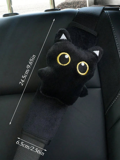 1pc New Black Cat Seatbelt Shoulder Pad- Durable Fabric- Highly Comfortable- Fits Most Age Groups