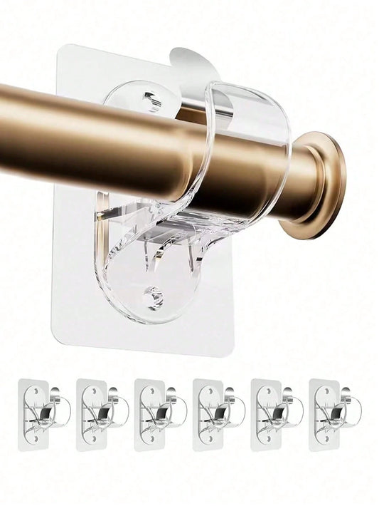 1pc No-Drill Self-Adhesive Curtain Rod Bracket, Adjustable Curtain Rod Hook Without Nails, Suitable For Bathroom, Kitchen, Hotel