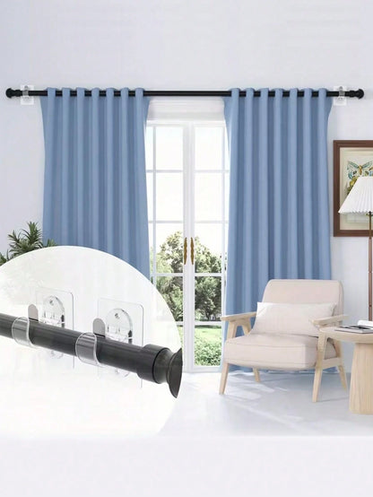 1pc No-Drill Self-Adhesive Curtain Rod Bracket, Adjustable Curtain Rod Hook Without Nails, Suitable For Bathroom, Kitchen, Hotel