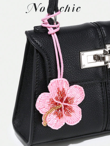 1pc Novachic Handmade Beaded, Floral Decor, Rhinestone Beaded Bag Charm/Pendant, Suitable For Summer Vacation, Beach (Charm Only, No Bag) Festival Graduation Teacher Appreciation Gifts Gift KeyChain