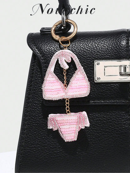 1pc Novachic Handmade Beaded, Floral Decor, Rhinestone Beaded Bag Charm/Pendant, Suitable For Summer Vacation, Beach (Charm Only, No Bag) Festival Graduation Teacher Appreciation Gifts Gift KeyChain