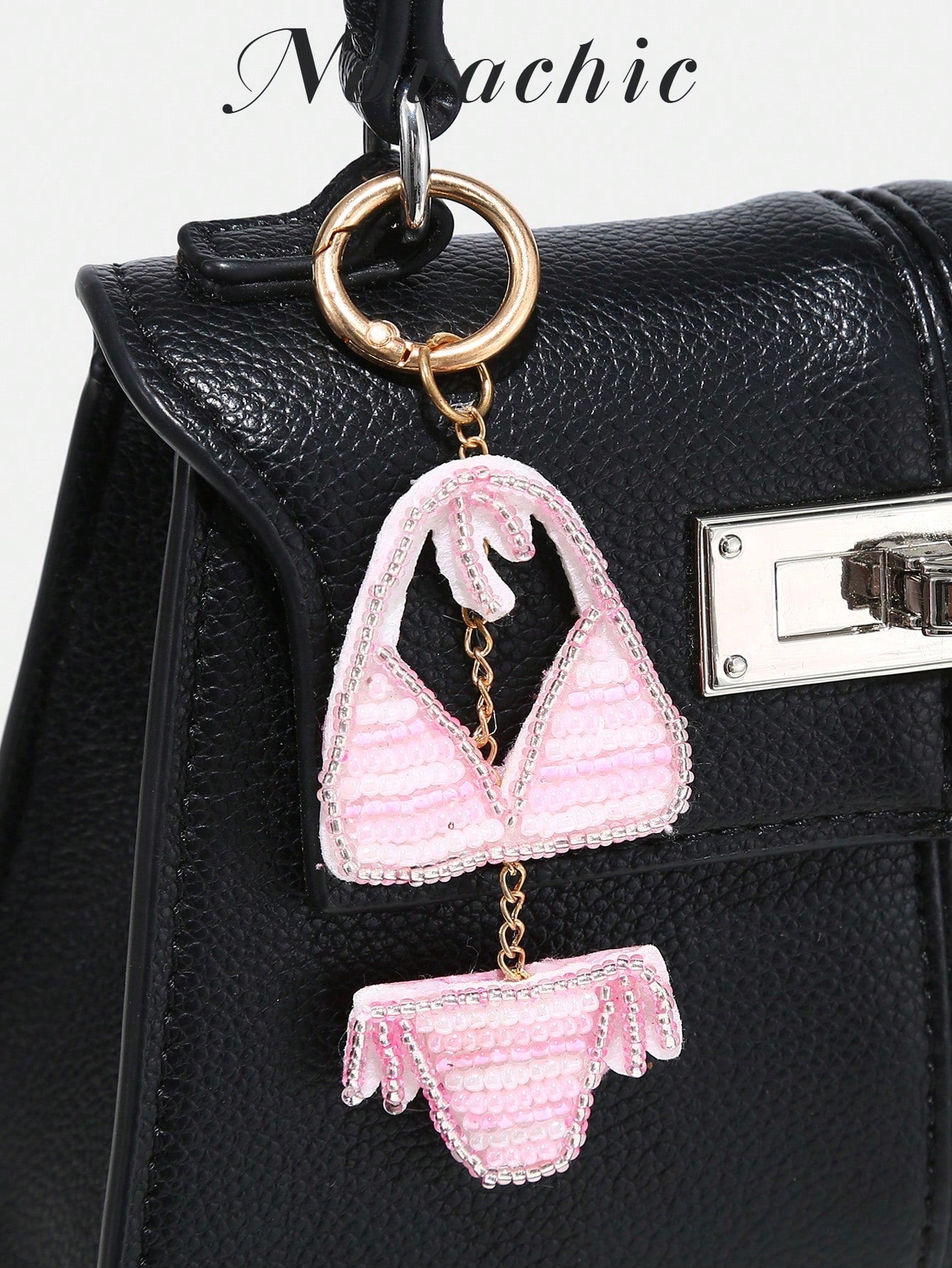 1pc Novachic Handmade Beaded, Floral Decor, Rhinestone Beaded Bag Charm/Pendant, Suitable For Summer Vacation, Beach (Charm Only, No Bag) Festival Graduation Teacher Appreciation Gifts Gift KeyChain