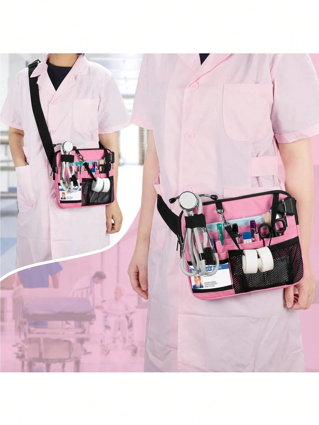 1pc Nurse Waist Bag With Medical Supplies Pocket, Nurse Waist Belt Tool Bag With Tape Fastener, Can Hold Stethoscope, Bandages, Scissors And Other Medical Supplies
