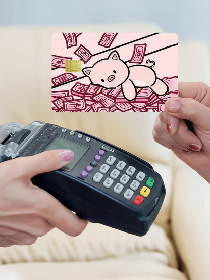 1pc Official Pig Banknote Credit Card Sticker Privacy Protection Card Skin, Wealth & Fortune Holiday Gift PVC Material Anti-Fingerprint Anti-Scratch Wear-Resistant Card Sleeve, Suitable For Men, Women