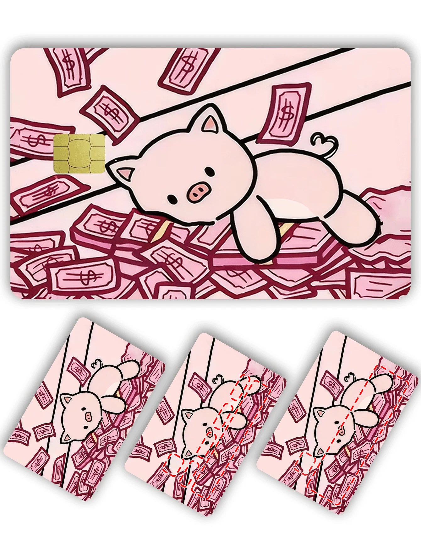 1pc Official Pig Banknote Credit Card Sticker Privacy Protection Card Skin, Wealth & Fortune Holiday Gift PVC Material Anti-Fingerprint Anti-Scratch Wear-Resistant Card Sleeve, Suitable For Men, Women