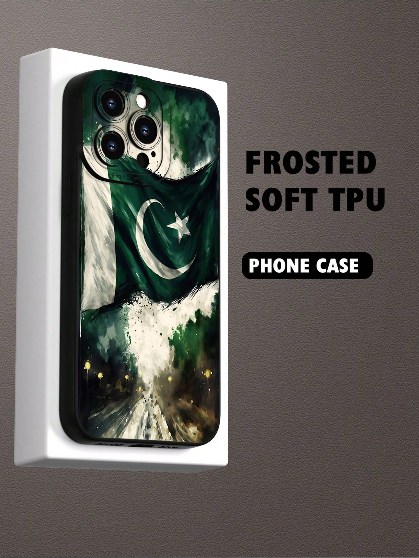 1pc Pakistan Flag Pattern Phone Case With Raised Camera Edge And Edge Protection TPU Protective Case, Compatible With Iphone 16/15/14/13/12/11 Pro Max, Galaxy S25/S24/S23/S21 And A54/A53/A52/A34/A15 S