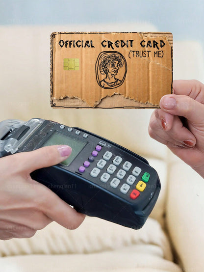 1pc Parody Official Credit Card Sticker Privacy Protection Card Skin, Paper-Style Birthday Gift PVC Material Anti-Fingerprint Anti-Scratch Wear-Resistant Card Sleeve, Suitable For Men, Women, Couples
