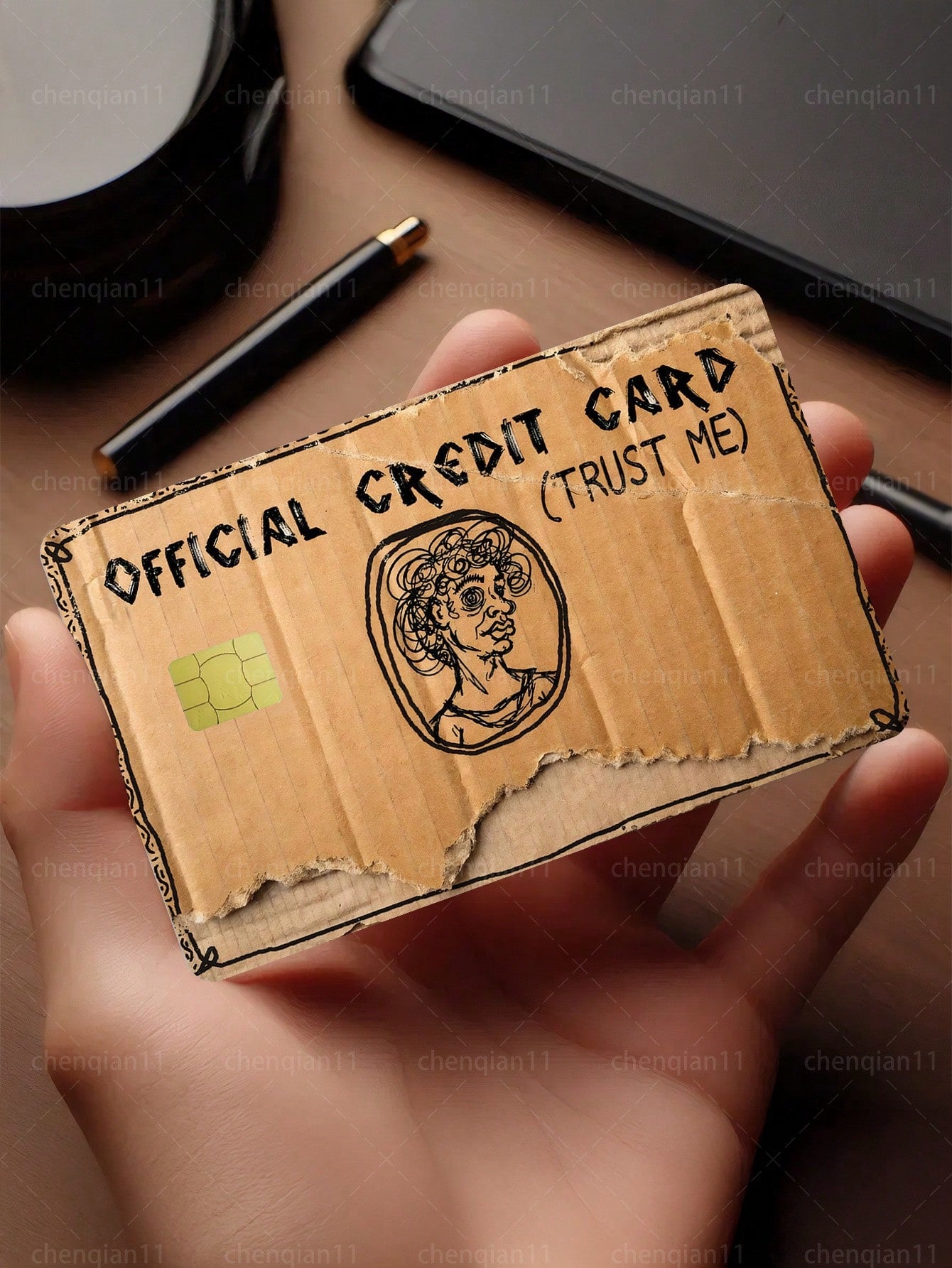 1pc Parody Official Credit Card Sticker Privacy Protection Card Skin, Paper-Style Birthday Gift PVC Material Anti-Fingerprint Anti-Scratch Wear-Resistant Card Sleeve, Suitable For Men, Women, Couples