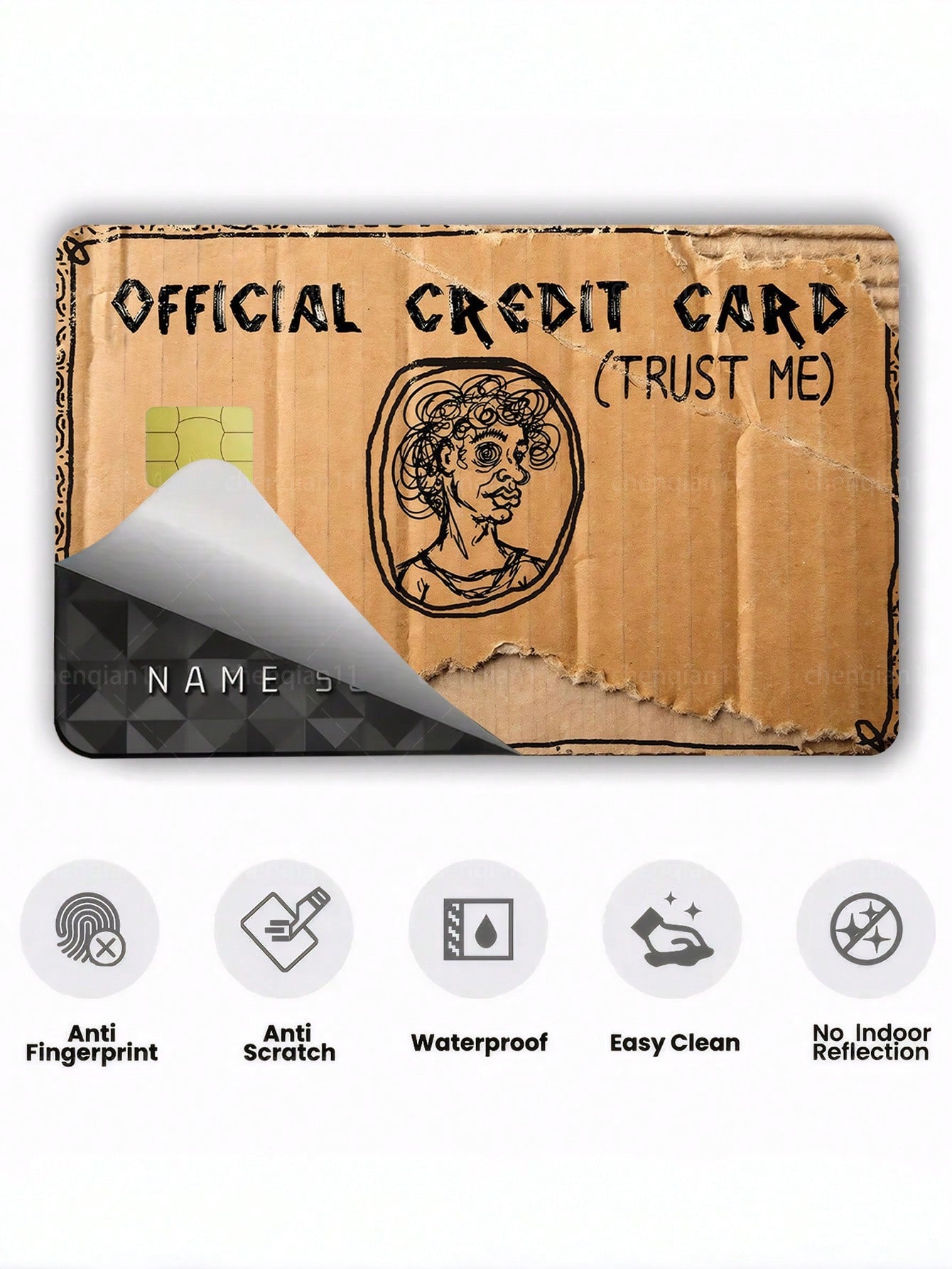 1pc Parody Official Credit Card Sticker Privacy Protection Card Skin, Paper-Style Birthday Gift PVC Material Anti-Fingerprint Anti-Scratch Wear-Resistant Card Sleeve, Suitable For Men, Women, Couples