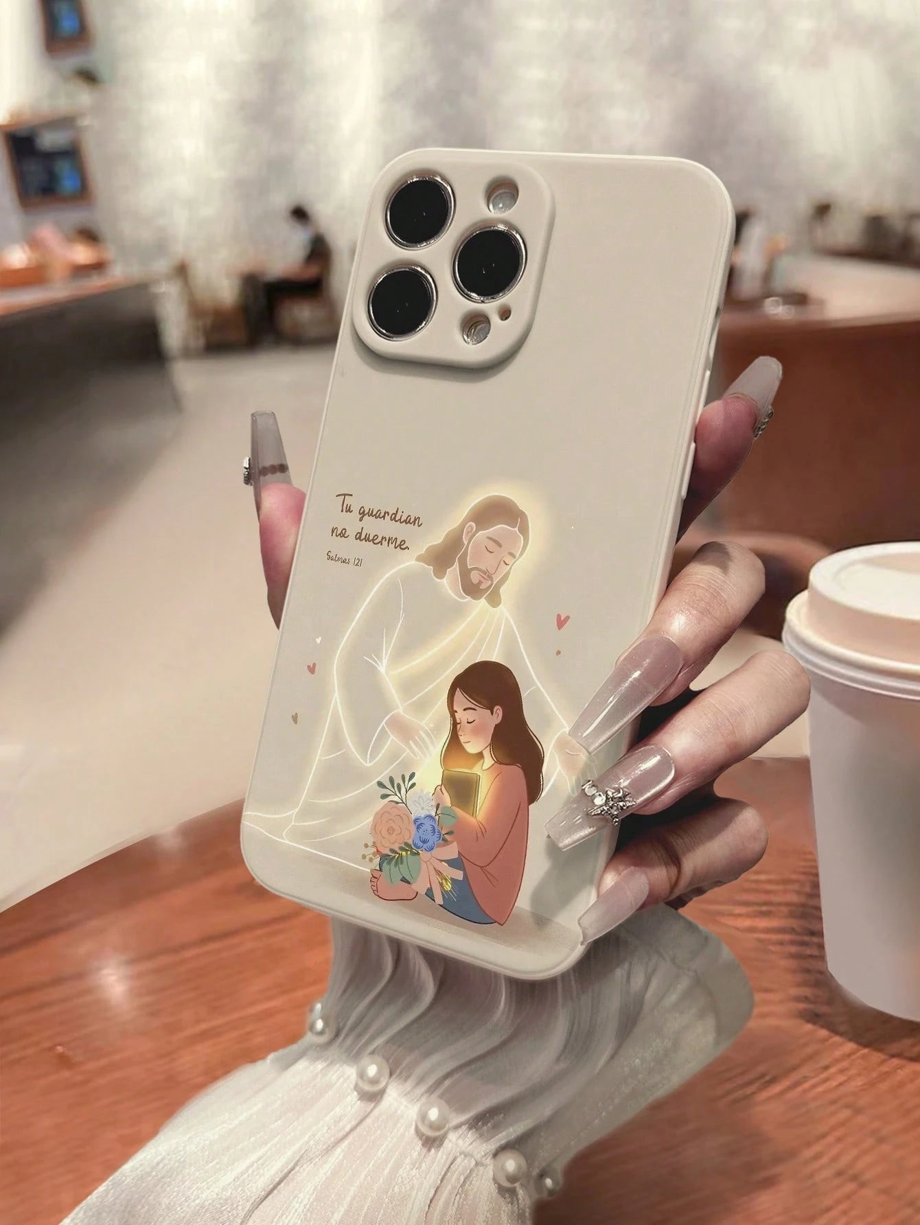1pc Perforated Straight Edge Jesus Painting Thick Shockproof Painted Phone Case Compatible With IPhone 17pro/17Air/17/17promax16/11/16pro/16plus/16promax/16e/15Promax/13/14/12/XS/XR/7G/8P, Galaxy A07