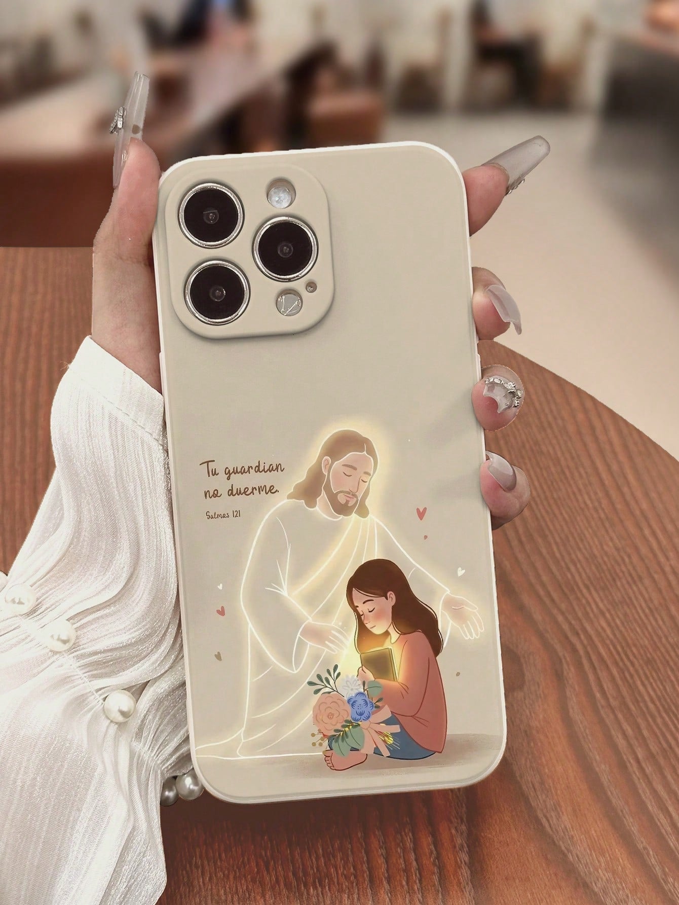 1pc Perforated Straight Edge Jesus Painting Thick Shockproof Painted Phone Case Compatible With IPhone 17pro/17Air/17/17promax16/11/16pro/16plus/16promax/16e/15Promax/13/14/12/XS/XR/7G/8P, Galaxy A07