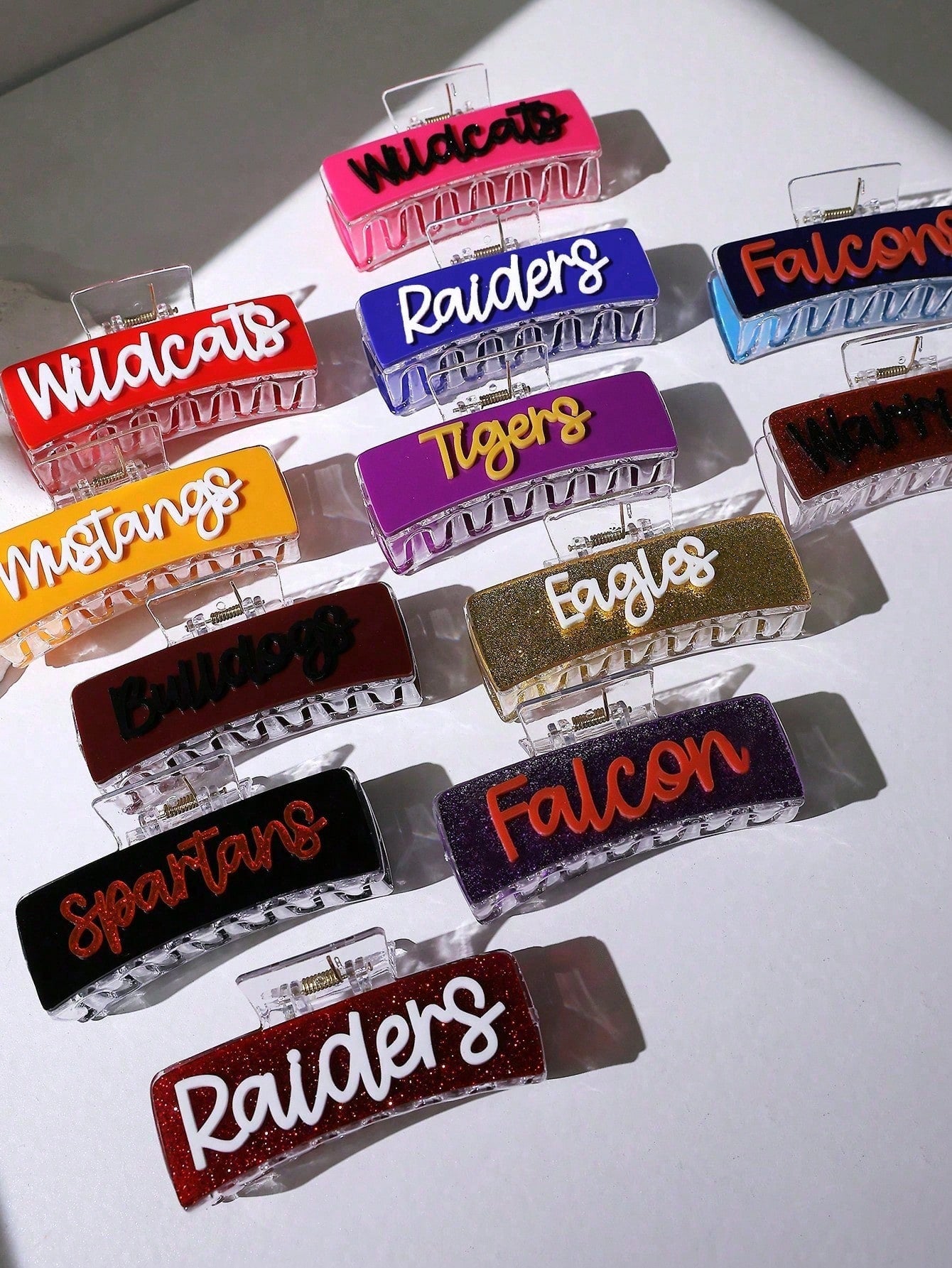1pc Personalized Gameday Cheering Squad Team Name Rainbow Text Hair Clip, Name Hair Claw, Bridesmaid Gift, Personalized Gift