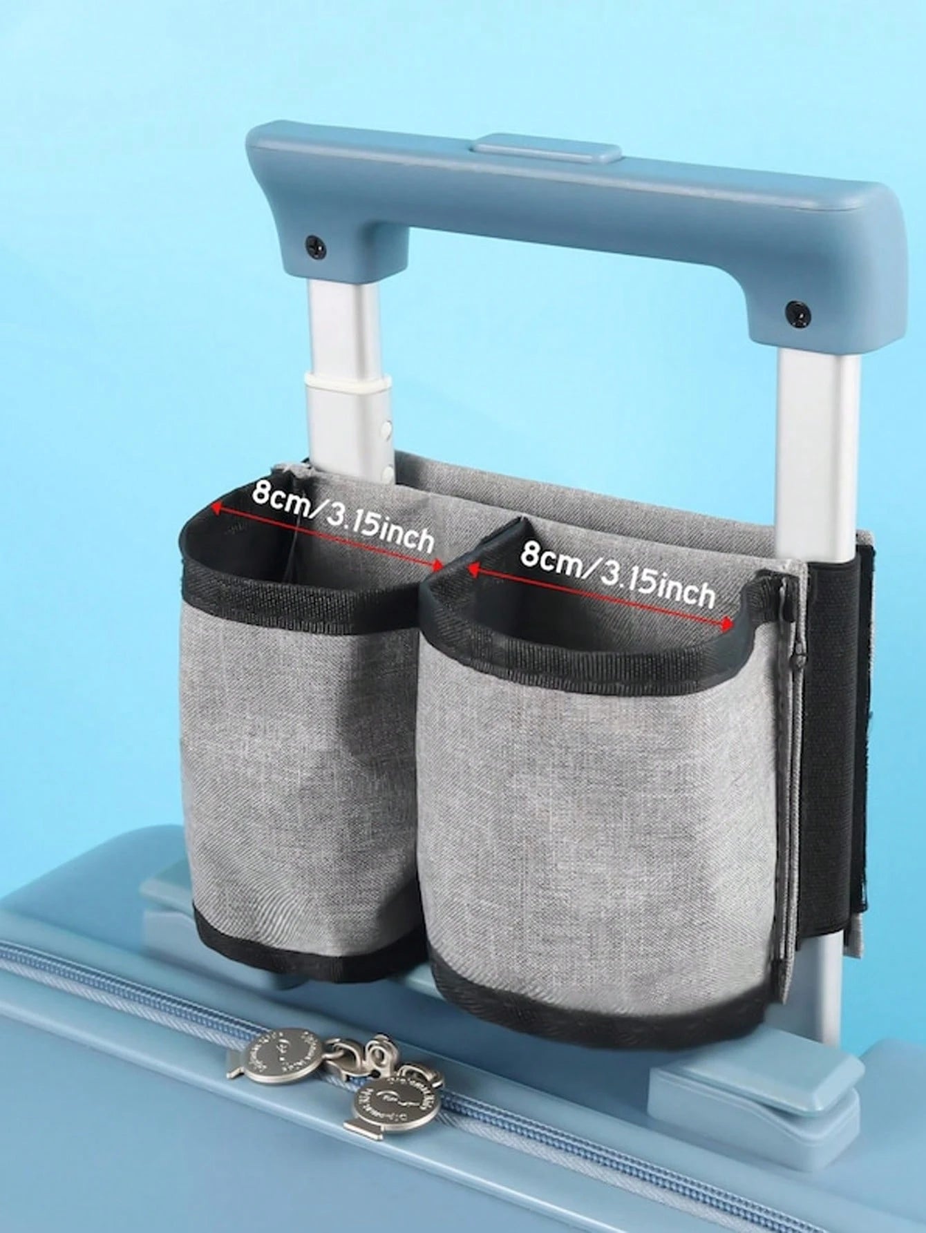 1pc Personalized Luggage Cup Holder With Phone Pocket, Customized Luggage Handle Drink Holder With Cup, Foldable Travel Accessory, Hands-Free Travel Accessory, Fits All Luggage Handles, Drink Bottle B