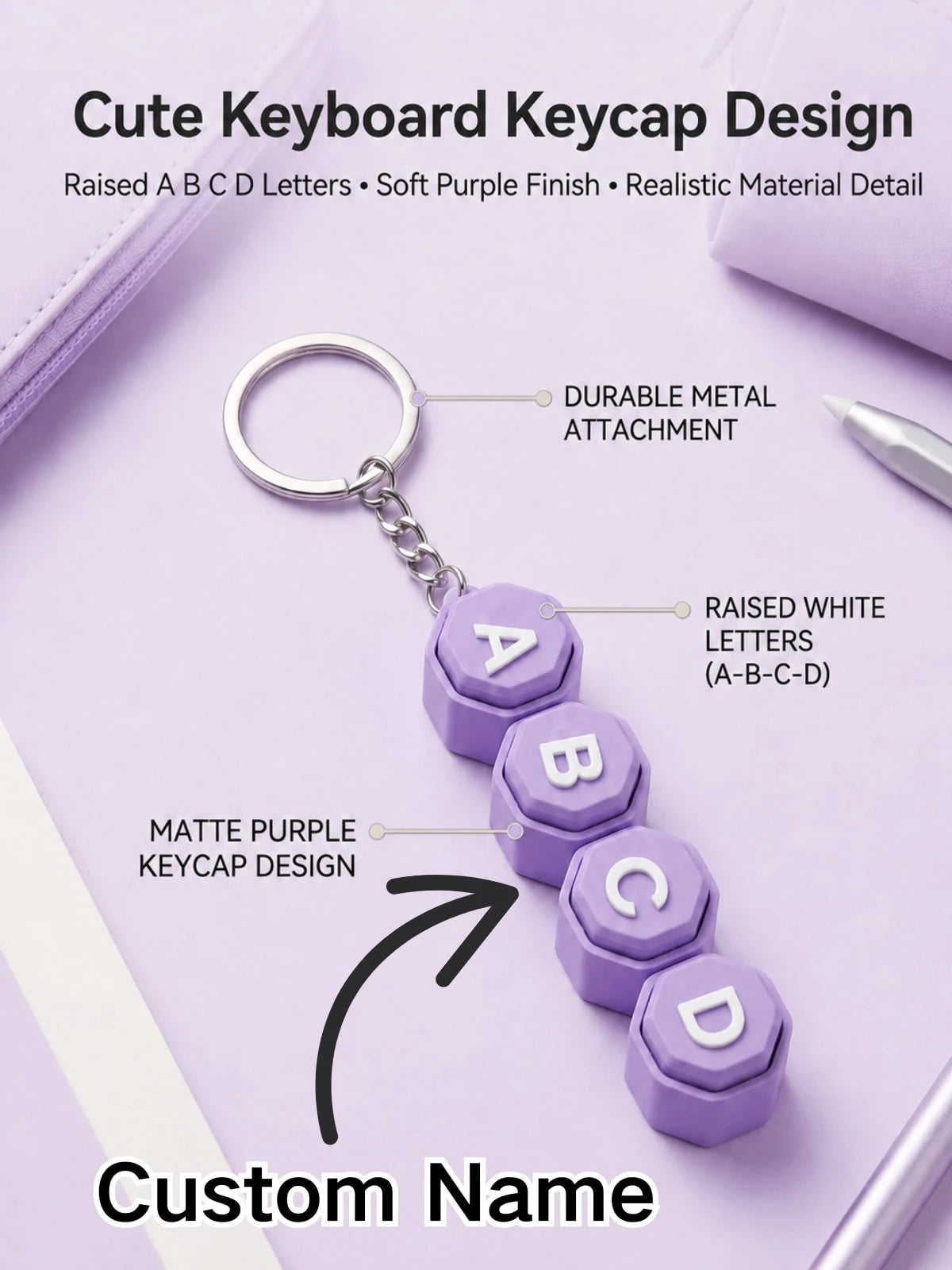 1pc Personalized Name Keychain, Mechanical Keyboard Keycap Fidget Toy, ASMR Cherry MX Switch Pendant, Gift For Him