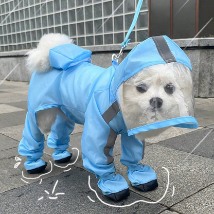 1pc Pet Cat Dog Waterproof Raincoat With Built-In Rain Boots, All-Season Pet Supplies
