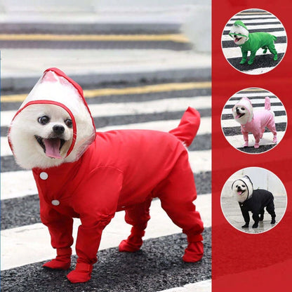 1pc Pet Cat Dog Waterproof Raincoat With Built-In Rain Boots, All-Season Pet Supplies