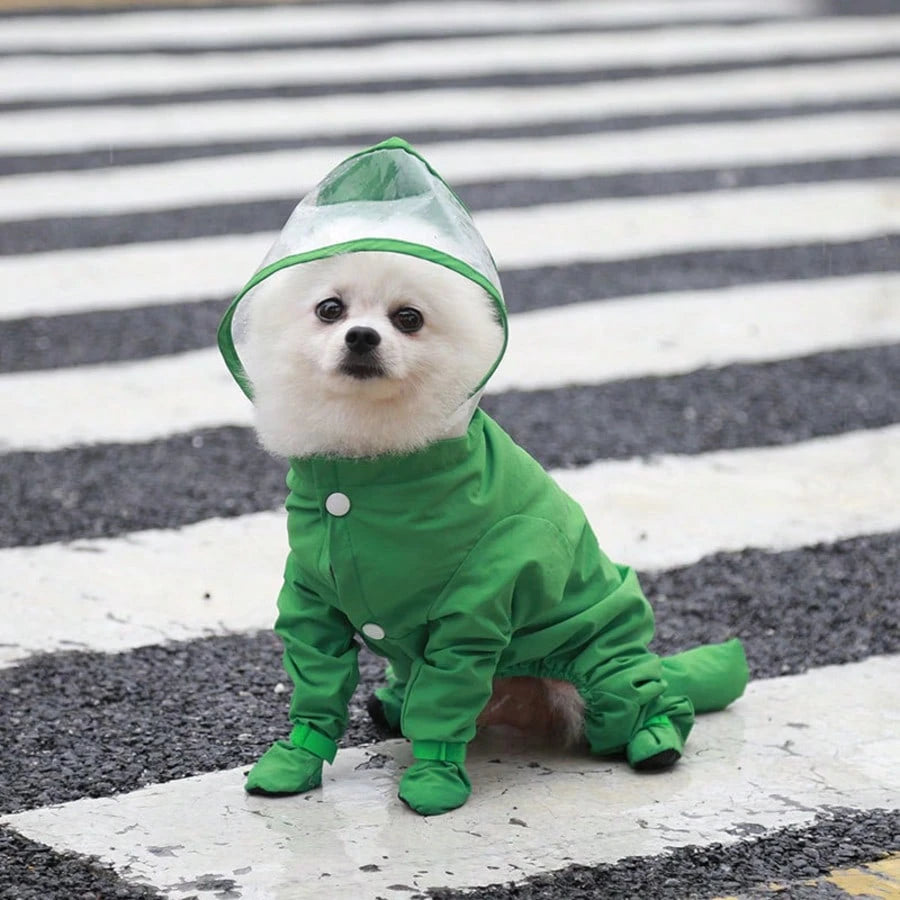 1pc Pet Cat Dog Waterproof Raincoat With Built-In Rain Boots, All-Season Pet Supplies