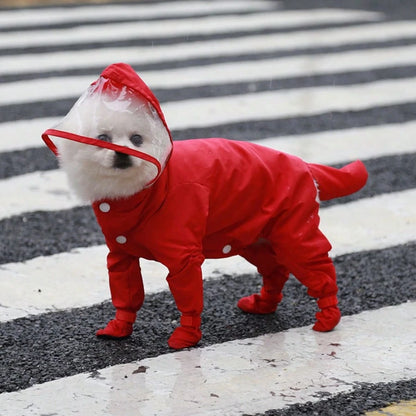 1pc Pet Cat Dog Waterproof Raincoat With Built-In Rain Boots, All-Season Pet Supplies