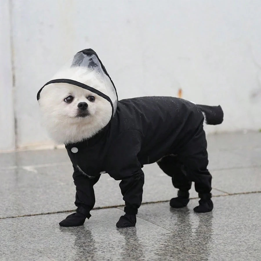 1pc Pet Cat Dog Waterproof Raincoat With Built-In Rain Boots, All-Season Pet Supplies