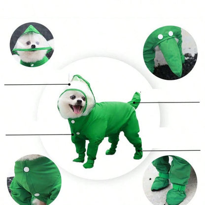 1pc Pet Cat Dog Waterproof Raincoat With Built-In Rain Boots, All-Season Pet Supplies