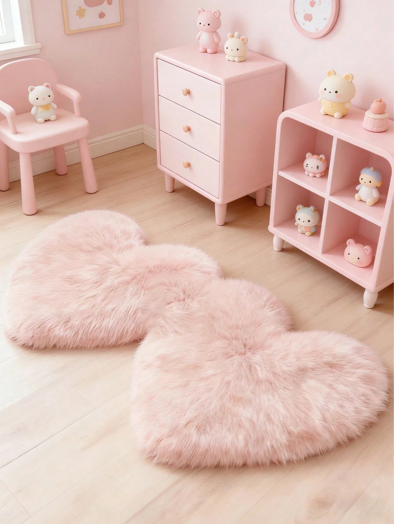 1pc Pink Fluffy Heart-Shaped Rug, Cute Play Mat, Decorative Carpet, Bedroom Decor, Small Rug, Carpet, Home Decor, Outdoor Rug, Washable Rug, Graduation/Mother's Day Gift