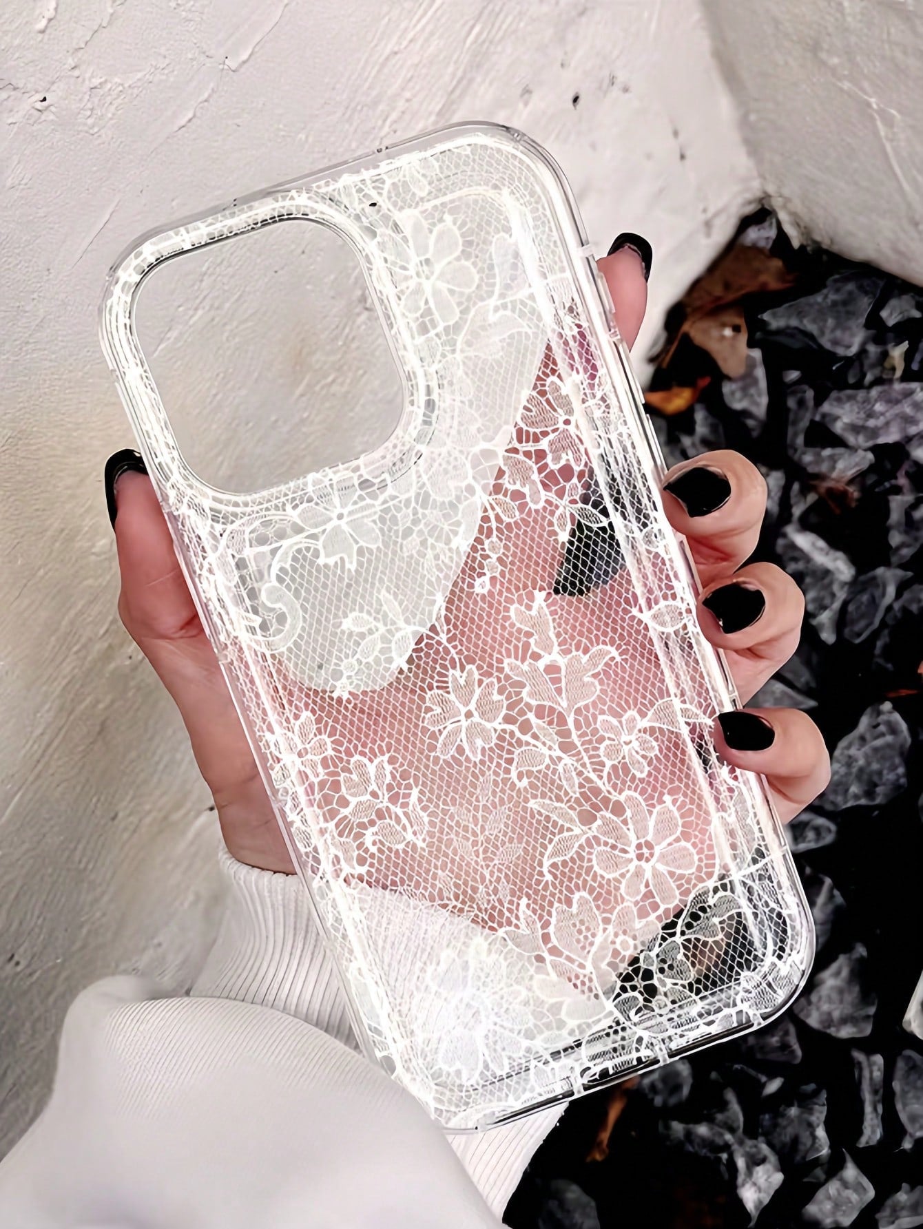 1pc Pink Lace Fashion Shock-Absorbing Air Cushion Transparent Plaid Pattern Phone Case, Personalized Protective Cover Compatible With IPhone 16 Pro Max, 17/16/15/14 Plus/13/12/11, Air, Series Spring E
