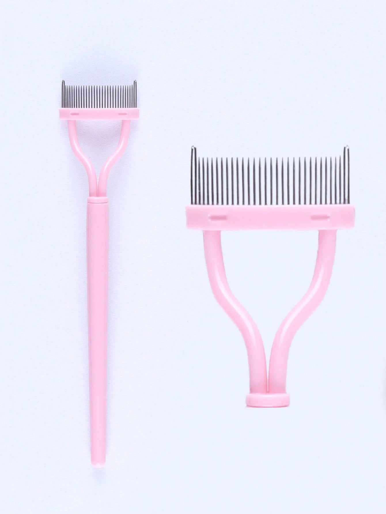 1pc Pink Steel Needle Eyelash Brush Set With Stainless Steel Fine-Tooth Portable Eyelash Curler Assist Tool, Eye Makeup Tool, False Eyelash Comb Tool