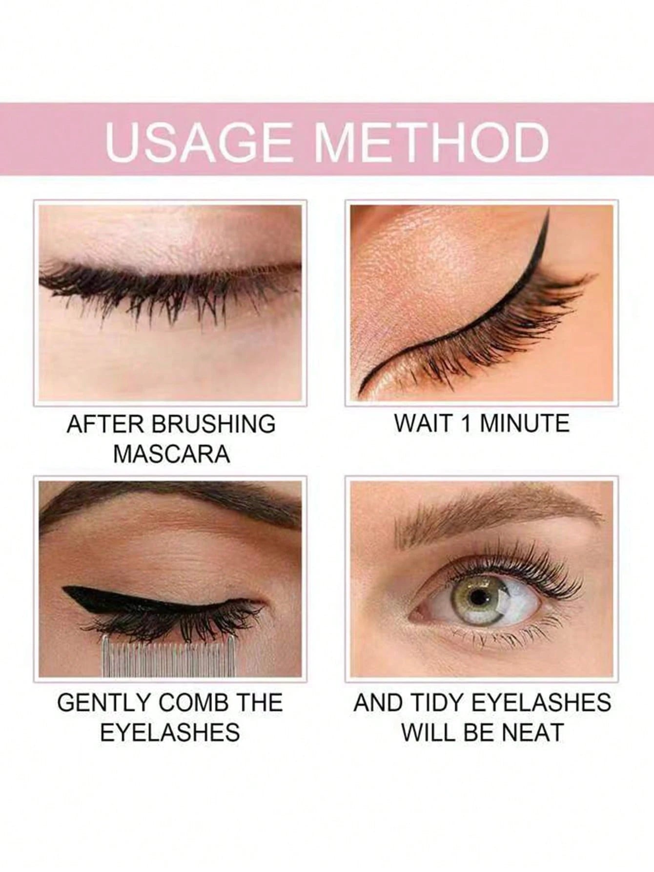 1pc Pink Steel Needle Eyelash Brush Set With Stainless Steel Fine-Tooth Portable Eyelash Curler Assist Tool, Eye Makeup Tool, False Eyelash Comb Tool