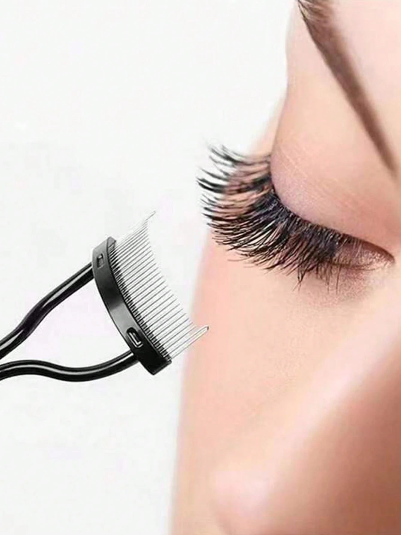1pc Pink Steel Needle Eyelash Brush Set With Stainless Steel Fine-Tooth Portable Eyelash Curler Assist Tool, Eye Makeup Tool, False Eyelash Comb Tool