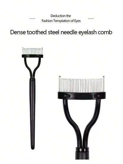 1pc Pink Steel Needle Eyelash Brush Set With Stainless Steel Fine-Tooth Portable Eyelash Curler Assist Tool, Eye Makeup Tool, False Eyelash Comb Tool