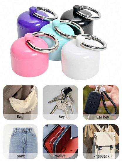 1pc Portable Jewelry Storage Box,Pill Box Key Chain Container, Key Chain, Portable Ring Holder Key Chain, Women Travel Ring Holder Key Chain, Earrings, Rings, Small Round Metal Ring Box, Convenient Fo