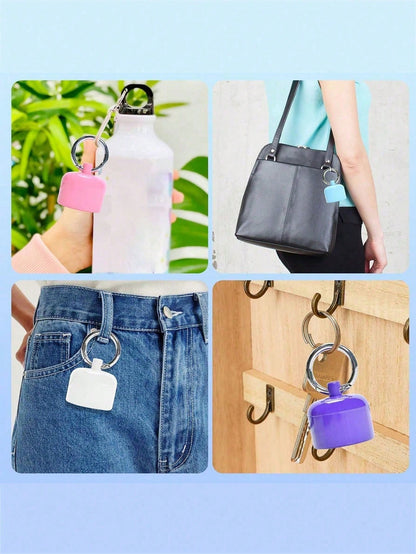 1pc Portable Jewelry Storage Box,Pill Box Key Chain Container, Key Chain, Portable Ring Holder Key Chain, Women Travel Ring Holder Key Chain, Earrings, Rings, Small Round Metal Ring Box, Convenient Fo