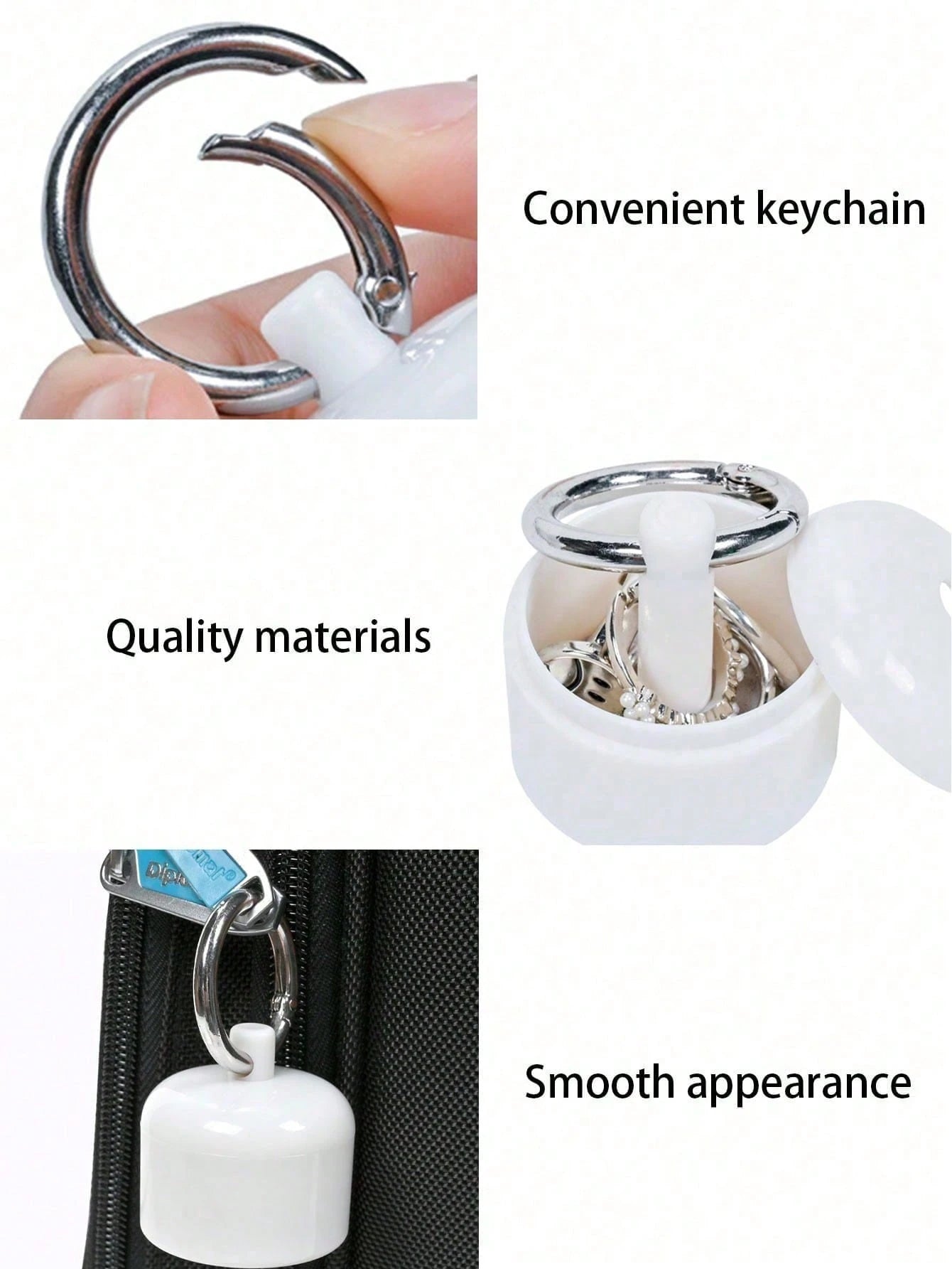 1pc Portable Jewelry Storage Box,Pill Box Key Chain Container, Key Chain, Portable Ring Holder Key Chain, Women Travel Ring Holder Key Chain, Earrings, Rings, Small Round Metal Ring Box, Convenient Fo