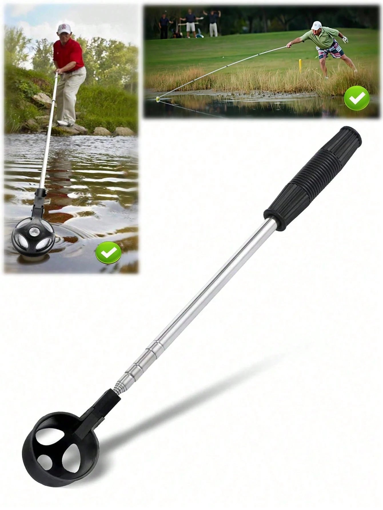 1pc Portable Stainless Steel Golf Ball Retriever- Durable & Adjustable, Extends Up To 195cm/76.77in, Suitable For Water Golf Balls, Telescopic Golf Accessory, Fit For All Golfers