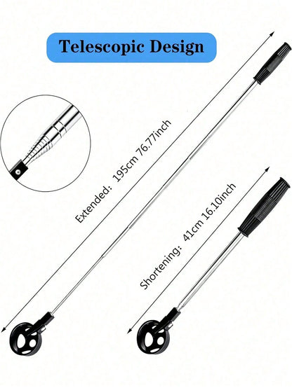1pc Portable Stainless Steel Golf Ball Retriever- Durable & Adjustable, Extends Up To 195cm/76.77in, Suitable For Water Golf Balls, Telescopic Golf Accessory, Fit For All Golfers