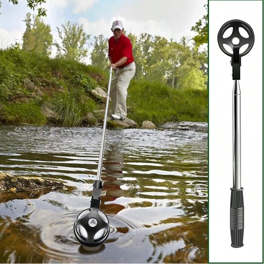 1pc Portable Stainless Steel Golf Ball Retriever- Durable & Adjustable, Extends Up To 195cm/76.77in, Suitable For Water Golf Balls, Telescopic Golf Accessory, Fit For All Golfers