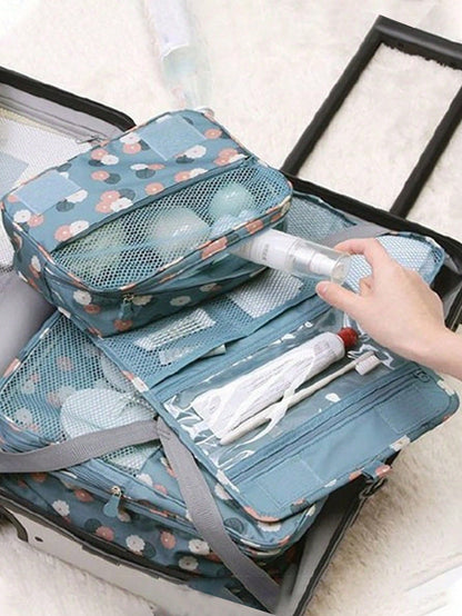 1PC Portable Travel Makeup Bag, Large Capacity Cosmetic Storage Bag, Waterproof Bathroom Toiletry Bag, Women's Makeup Brush Bag, Travel Handbag, Suitable For Storing And Organizing Lipstick, Eyebrow P