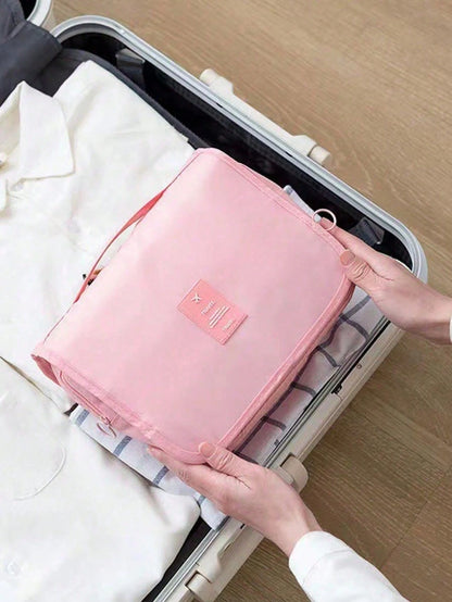 1PC Portable Travel Makeup Bag, Large Capacity Cosmetic Storage Bag, Waterproof Bathroom Toiletry Bag, Women's Makeup Brush Bag, Travel Handbag, Suitable For Storing And Organizing Lipstick, Eyebrow P