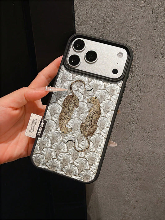 1pc Premium Fashion Full Screen Shell Leopard Print Phone Case, Full Coverage Shockproof Soft Shell Large Hole Compatible With Apple 17 Pro Max/11/12/13/14/15/16 Pro Max/17 And Other Models, Holiday G