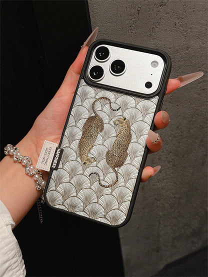 1pc Premium Fashion Full Screen Shell Leopard Print Phone Case, Full Coverage Shockproof Soft Shell Large Hole Compatible With Apple 17 Pro Max/11/12/13/14/15/16 Pro Max/17 And Other Models, Holiday G