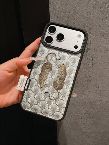 1pc Premium Fashion Full Screen Shell Leopard Print Phone Case, Full Coverage Shockproof Soft Shell Large Hole Compatible With Apple 17 Pro Max/11/12/13/14/15/16 Pro Max/17 And Other Models, Holiday G