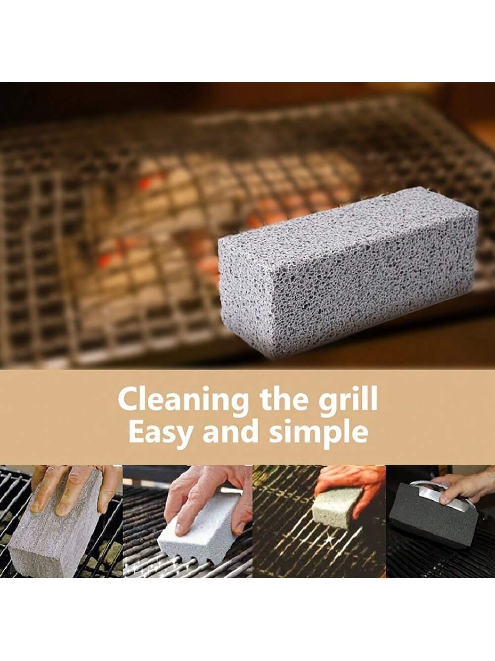 1pc Pumice Stone Grill Cleaning Brick, Suitable For Barbecue Grill, Outdoor Kitchen Grill Cleaning Tool