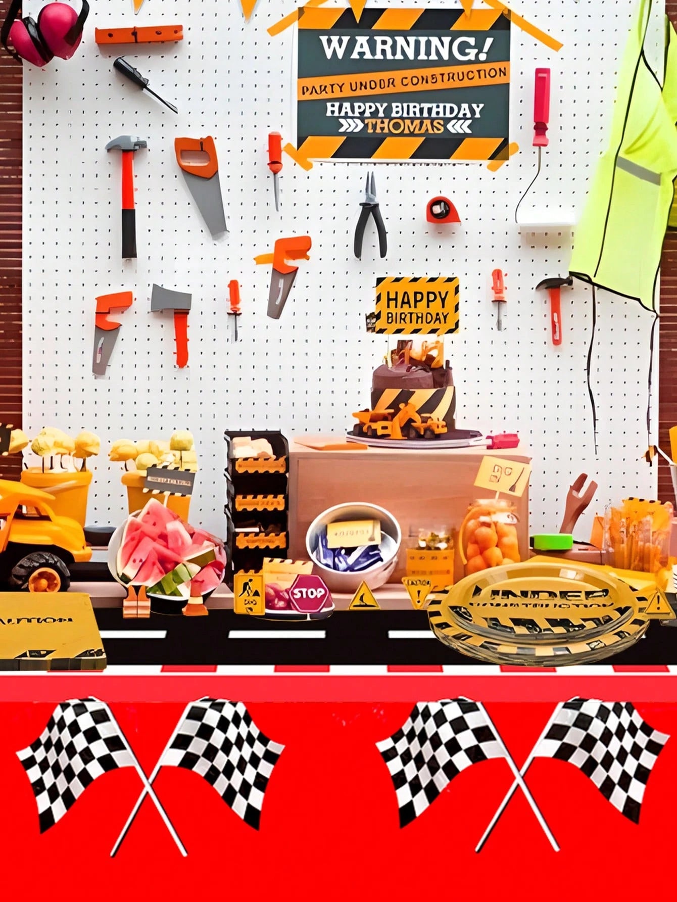 1pc Racing Car Theme Tablecloth, Red & Black Racing Car Design Table Cover, Baby Shower Party Tablecloth, Racing Car Theme Birthday Party Decor, Gender Reveal Party Table Decor, Racing Car Theme Party
